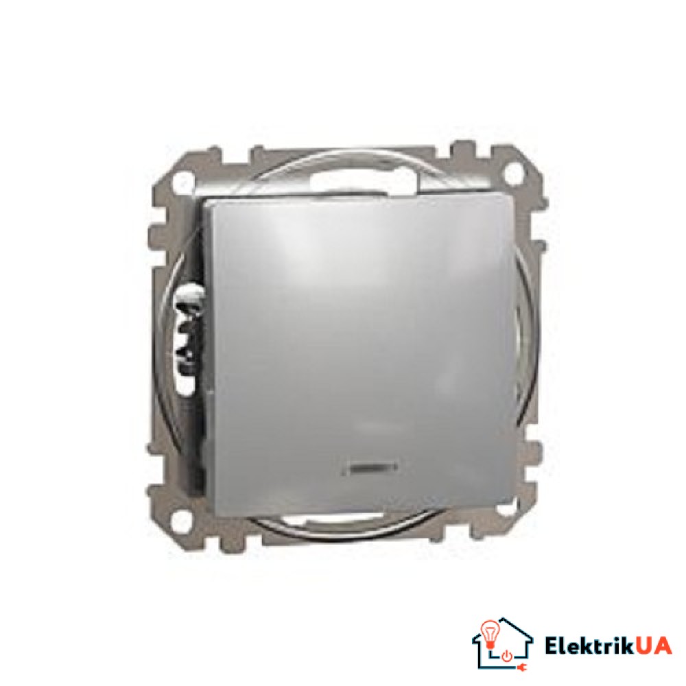 Одноклавишный проходной выключатель с подсветкой Schneider Electric Sedna Design Алюминий SDD113106L